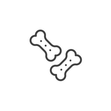 Evcil hayvan ikonu. Mobil konsept ve web tasarımı için doğrusal biçim işareti. Köpek kemiği taslak vektör simgesini tedavi eder. Sembol, logo çizimi. Vektör grafikleri