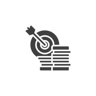 Hedef miktarı vektör simgesi. Mobil konsept ve web tasarımı için düz tabela. Finansal Gol sembolü. Mali planlama sembolü, logo çizimi. Vektör grafikleri