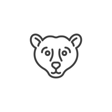 Kutup Ayısı çizgi simgesi. Mobil konsept ve web tasarımı için doğrusal biçim işareti. Ayı başı vektör simgesi. Sembol, logo çizimi. Vektör grafikleri