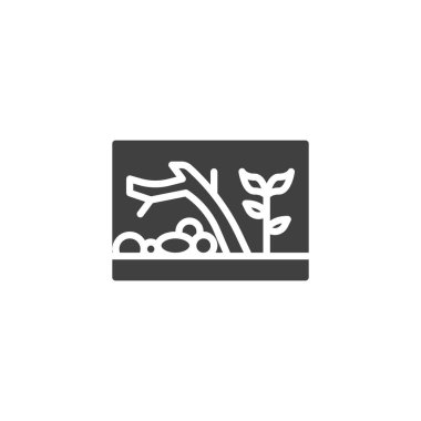 Evcil hayvan teraryum vektör simgesi. Mobil konsept ve web tasarımı için düz tabela. Sürüngen Tank sembolü. Sembol, logo çizimi. Vektör grafikleri