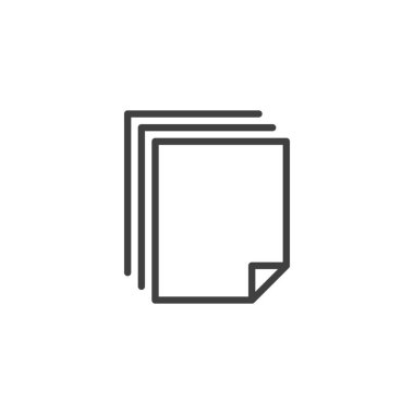 Kağıt Yığını simgesi. Mobil konsept ve web tasarımı için doğrusal biçim işareti. Köşede katlanmış vektör ikonu olan kağıtlar yığını. Sembol, logo çizimi. Vektör grafikleri