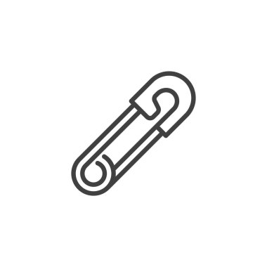 Güvenlik iğnesi çizgisi simgesi. Mobil konsept ve web tasarımı için doğrusal biçim işareti. Güvenlik pin ana hat vektör simgesi. Sembolü düzelt, logo çizimini yap. Vektör grafikleri