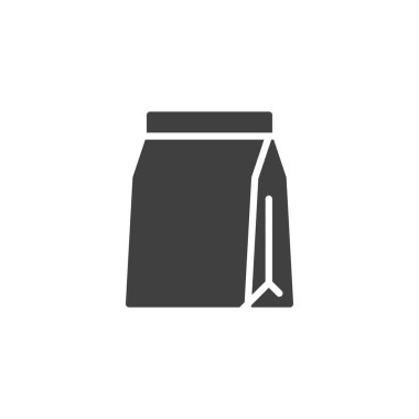Kağıt paket vektör simgesi. Mobil konsept ve web tasarımı için düz tabela. Gıda ambalaj sembolü. Sembol, logo çizimi. Vektör grafikleri