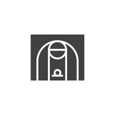 Yarı saha vektör simgesi. Mobil konsept ve web tasarımı için düz tabela. Basketbol yarı saha sembolü. Sembol, logo çizimi. Vektör grafikleri