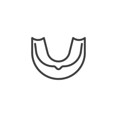 Boks ağız koruma çizgisi ikonu. Mobil konsept ve web tasarımı için doğrusal biçim işareti. Boks Ağzı Muhafızları vektör ikonunu özetliyor. Sembol, logo çizimi. Vektör grafikleri