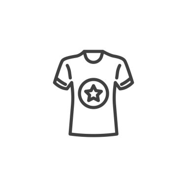 Prop Bet çizgisi simgesi. Mobil konsept ve web tasarımı için doğrusal biçim işareti. Yıldız çizgisi vektör ikonu olan bir spor forması. Sembol, logo çizimi. Vektör grafikleri