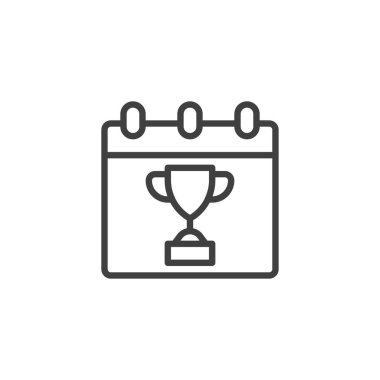 Gelecek Bahis çizgisi simgesi. Mobil konsept ve web tasarımı için doğrusal biçim işareti. Ödül taslağı vektör ikonu olan bir takvim. Sembol, logo çizimi. Vektör grafikleri