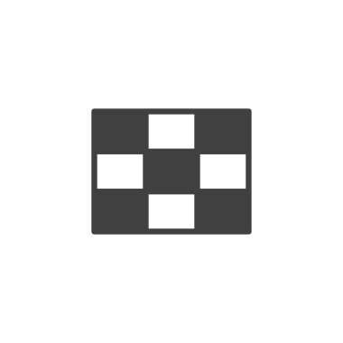 Damalı bayrak çizgisi simgesi. Mobil konsept ve web tasarımı için doğrusal biçim işareti. Siyah ve beyaz kareli blok vektör simgesi. Yarış sembolü, logo çizimi. Vektör grafikleri