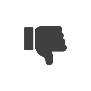 Bir el baş parmağıyla hareket vektörü simgesi veriyor. Mobil konsept ve web tasarımı için düz tabela. Baş parmaklar aşağı sembol. Olumsuz geribildirim sembolü, logo illüstrasyonu. Vektör grafikleri