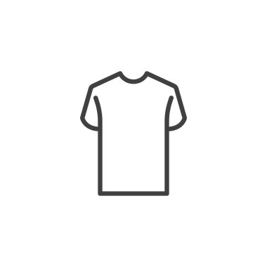 T-Shirt çizgisi simgesi. Mobil konsept ve web tasarımı için doğrusal biçim işareti. Kısa kollu gömlek taslak vektör simgesi. Günlük giyim sembolü, logo illüstrasyonu. Vektör grafikleri