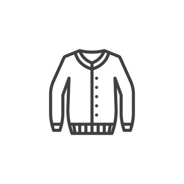 Cardigan süveter çizgisi simgesi. Mobil konsept ve web tasarımı için doğrusal biçim işareti. Kazak çizgisi vektör simgesi. Sembol, logo çizimi. Vektör grafikleri