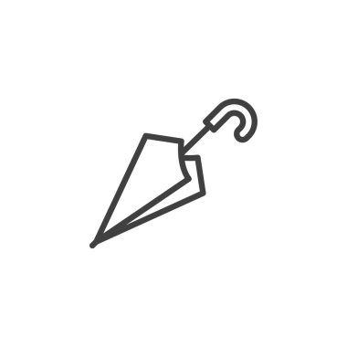 Şemsiye çizgisi simgesi. Mobil konsept ve web tasarımı için doğrusal biçim işareti. Şemsiye ana hatları vektör simgesi. Sembol, logo çizimi. Vektör grafikleri