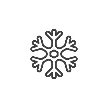 Winter Snowflake çizgi ikonu. Mobil konsept ve web tasarımı için doğrusal biçim işareti. Kar Tanesi şekil çizgisi vektör simgesi. Kış ve dondurucu sembol, logo çizimi. Vektör grafikleri