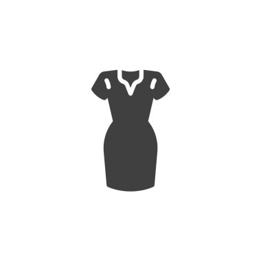 Kısa kollu elbise vektör simgesi. Mobil konsept ve web tasarımı için düz tabela. Zarif giysi sembolü. Sembol, logo çizimi. Vektör grafikleri