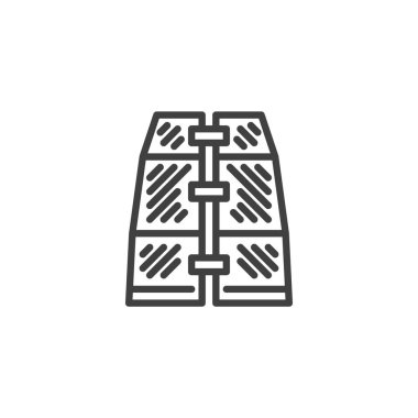 Taşınabilir Rampa hattı simgesi. Mobil konsept ve web tasarımı için doğrusal biçim işareti. Katlanabilir bir rampa ana hat vektör simgesi. Sembol, logo çizimi. Vektör grafikleri