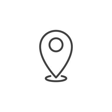 Konum Pin çizgi simgesi. Mobil konsept ve web tasarımı için doğrusal biçim işareti. GPS İşaretleyici ana hatlı vektör simgesi. Sembol, logo çizimi. Vektör grafikleri