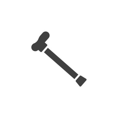 Yürüyen baston vektör simgesi. Mobil konsept ve web tasarımı için düz tabela. Beyaz Çubuk sembolü. Sembol, logo çizimi. Vektör grafikleri