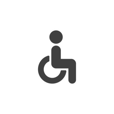 Etkisiz kişi vektör simgesi. Mobil konsept ve web tasarımı için düz tabela. Erişilebilir Park İşareti simgesi. Sembol, logo çizimi. Vektör grafikleri