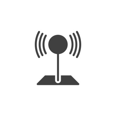 Konum pimi yarıçap daire vektör simgesi ile çevrili. Mobil konsept ve web tasarımı için düz tabela. Konum Yarıçap sembol simgesi. Sembol, logo çizimi. Vektör grafikleri