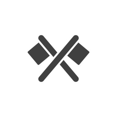 İki bayrak vektör simgesini çaprazladı. Mobil konsept ve web tasarımı için düz tabela. Çift taraflı Zirve sembolü. Sembol, logo çizimi. Vektör grafikleri