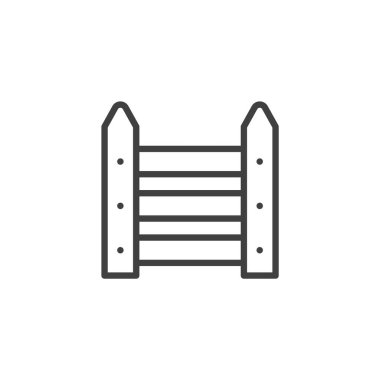 Bahçe çiti ikonu. Mobil konsept ve web tasarımı için doğrusal biçim işareti. Ahşap çit çizgisi vektör simgesi. Sembol, logo çizimi. Vektör grafikleri