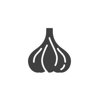 Sarımsak soğanı vektör ikonu. Mobil konsept ve web tasarımı için düz tabela. Sarımsak sembolü. Sembol, logo çizimi. Vektör grafikleri