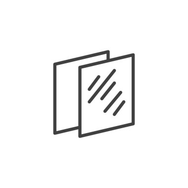 Çift camlı çizgi simgesi. Mobil konsept ve web tasarımı için doğrusal biçim işareti. İki cam pencere vektör simgesini çiziyor. Sembol, logo çizimi. Vektör grafikleri