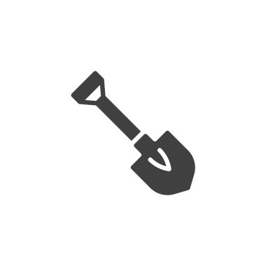 Kürek vektör ikonu kazılıyor. Mobil konsept ve web tasarımı için düz tabela. Bahçe küreği sembolü. Sembol, logo çizimi. Vektör grafikleri