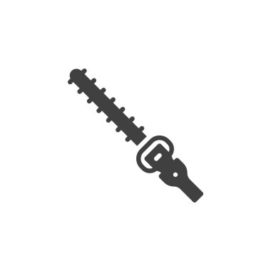 Uzun bıçak vektör ikonlu çit budayıcı. Mobil konsept ve web tasarımı için düz tabela. Çit budama kabartma simgesi. Sembol, logo çizimi. Vektör grafikleri