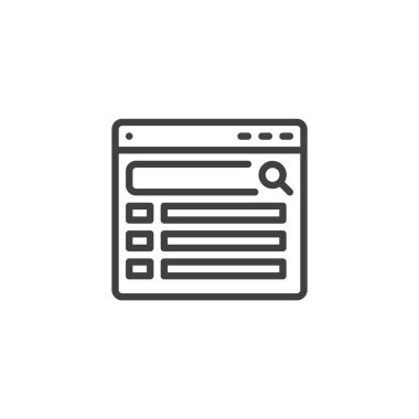 SERP Sıralama çizgisi simgesi. Mobil konsept ve web tasarımı için doğrusal biçim işareti. Vurgulanmış üst konum ana hat vektör simgesine sahip bir liste. Arama Motoru Sonuçları Sayfa Sembolü, logo illüstrasyonu