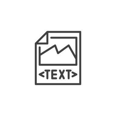Alt Metin satırı simgesi. Mobil konsept ve web tasarımı için doğrusal biçim işareti. Image SEO optimizasyon ana hatları vektör simgesi. Sembol, logo çizimi. Vektör grafikleri