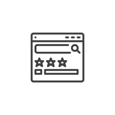 Rich Snippets line icon. linear style sign for mobile concept and web design. A search result with stars outline vector icon. Enhanced search appearances symbol, logo illustration. Vector graphics clipart