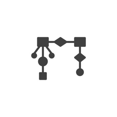 Bağlı blok vektör simgesine sahip diyagram. Mobil konsept ve web tasarımı için düz tabela. Algoritma akış şeması simgesi. Sembol, logo çizimi. Vektör grafikleri