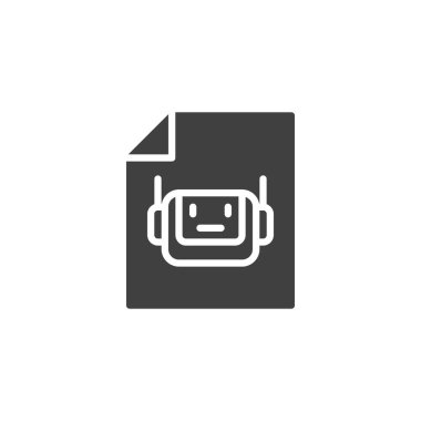 Bir belge vektör ikonuyla robot kafası. Mobil konsept ve web tasarımı için düz tabela. Robot txt dosya simgesi. Sembol, logo çizimi. Vektör grafikleri