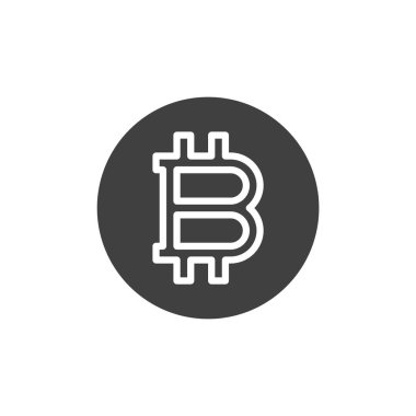 Bitcoin şifreleme vektör simgesi. Mobil konsept ve web tasarımı için düz tabela. Bitcoin para sembolü. Sembol, logo çizimi. Vektör grafikleri
