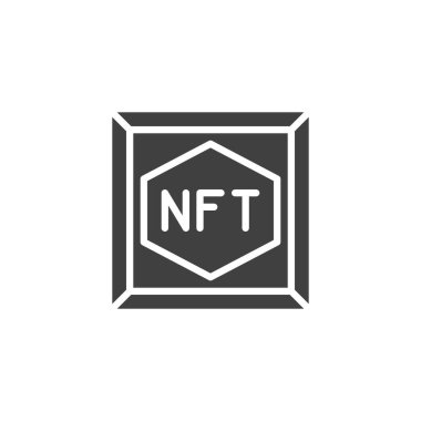 NFT vektör simgesi. Mobil konsept ve web tasarımı için düz tabela. NFT sembolü. İade edilemez sembol, logo illüstrasyonu. Vektör grafikleri