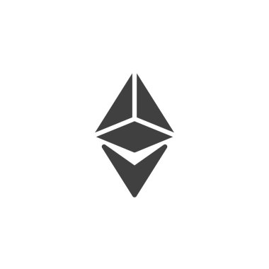 Ethereum engelleyici vektör simgesi. Mobil konsept ve web tasarımı için düz tabela. Ethereum kabartma simgesi. Sembol, logo çizimi. Vektör grafikleri