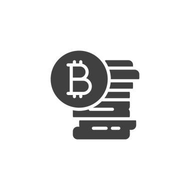 Bitcoin vektör ikonu olan bir yığın dijital para. Mobil konsept ve web tasarımı için düz tabela. Bitcoin Stack simgesi. Kripto zenginlik sembolü, logo çizimi. Vektör grafikleri