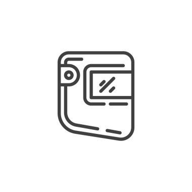 Kaynak Miğferi çizgi simgesi. Mobil konsept ve web tasarımı için doğrusal biçim işareti. Koruyucu miğfer ve vizör çizgili vektör ikonu. Kaynak göz koruma sembolü, logo çizimi. Vektör grafikleri