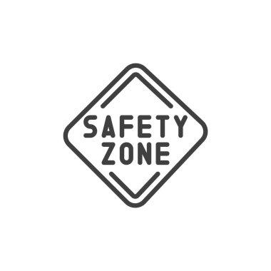 Güvenli Bölge çizgisi simgesi. Mobil konsept ve web tasarımı için doğrusal biçim işareti. Güvenli bölge işareti ana hat vektör simgesi. Sembol, logo çizimi. Vektör grafikleri