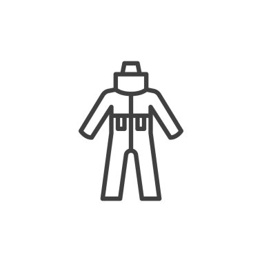 Havalandırılmış takım elbise çizgisi simgesi. Mobil konsept ve web tasarımı için doğrusal biçim işareti. Hava sirkülasyon ana hatları olan bir giysi. Sembol, logo çizimi. Vektör grafikleri