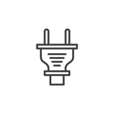 Güç prizi çizgi simgesi. Mobil konsept ve web tasarımı için doğrusal biçim işareti. Standart iki uzatmalı elektrik prizi ana hatlı vektör simgesi. Sembol, logo çizimi. Vektör grafikleri