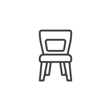 Yemek Sırası ikonu. Mobil konsept ve web tasarımı için doğrusal biçim işareti. Koltuğu minderli vektör ikonu olan sandalye. Sembol, logo çizimi. Vektör grafikleri