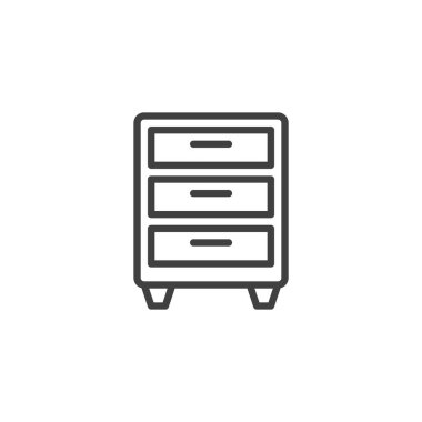 Çekmece satırı simgesi dosyalanıyor. Mobil konsept ve web tasarımı için doğrusal biçim işareti. Ana vektör simgesini belirlemek için küçük bir çekmece. Ofis ambarı sembolü, logo illüstrasyonu. Vektör grafikleri