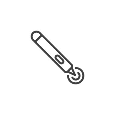 Stylus kalem satırı simgesi. Mobil konsept ve web tasarımı için doğrusal biçim işareti. Dokunma sembolü vektör simgesi olan dijital bir kalem. Sembol, logo çizimi. Vektör grafikleri