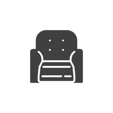 Bir yaslanan sandalye vektör simgesi. Mobil konsept ve web tasarımı için düz tabela. Koltuk kabartma simgesi. Rahatlama ve rahatlama sembolü, logo çizimi. Vektör grafikleri