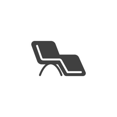 Gevşeme vektör simgesi için uzun bir koltuk. Mobil konsept ve web tasarımı için düz tabela. Salon Sandalyesi sembol simgesi. Sembol, logo çizimi. Vektör grafikleri
