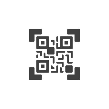 Kare QR kod vektör simgesi. Mobil konsept ve web tasarımı için düz tabela. QR Kod Tarayıcı simgesi. Sembol, logo çizimi. Vektör grafikleri
