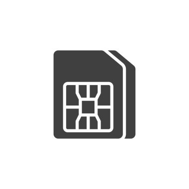 Bir SIM kart vektör simgesi. Mobil konsept ve web tasarımı için düz tabela. Mobil Taşıyıcı kabartma simgesi. Sembol, logo çizimi. Vektör grafikleri