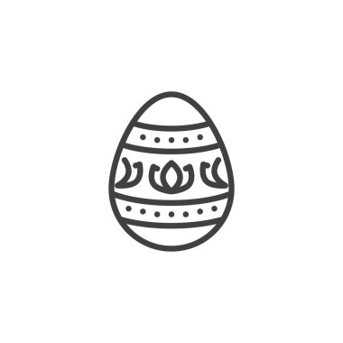 Paskalya yumurtası çizgisi ikonu. Mobil konsept ve web tasarımı için doğrusal biçim işareti. Madalyalı yumurta ve desenli vektör ikonu. Sembol, logo çizimi. Vektör grafikleri